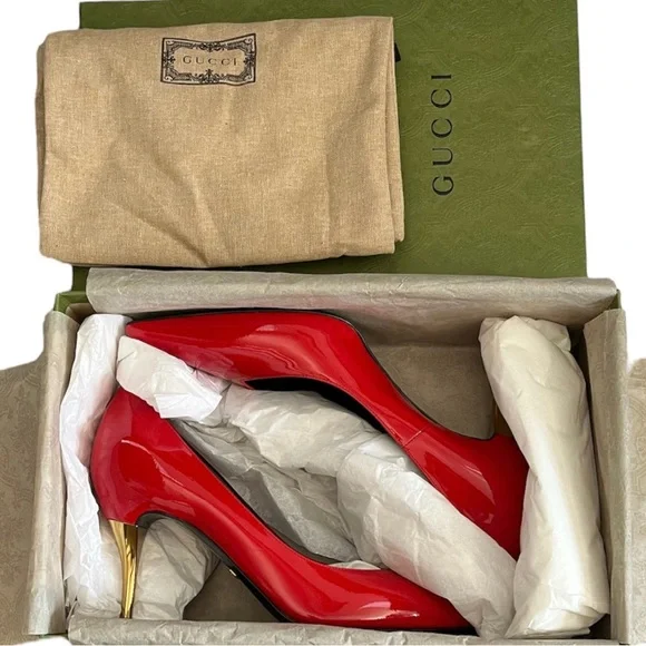⛔️ SOLD ⛔️ NEW Gucci Women's Priscilla Patent Leather Pointed-Toe Pumps 39 Red - Picture 11 of 13